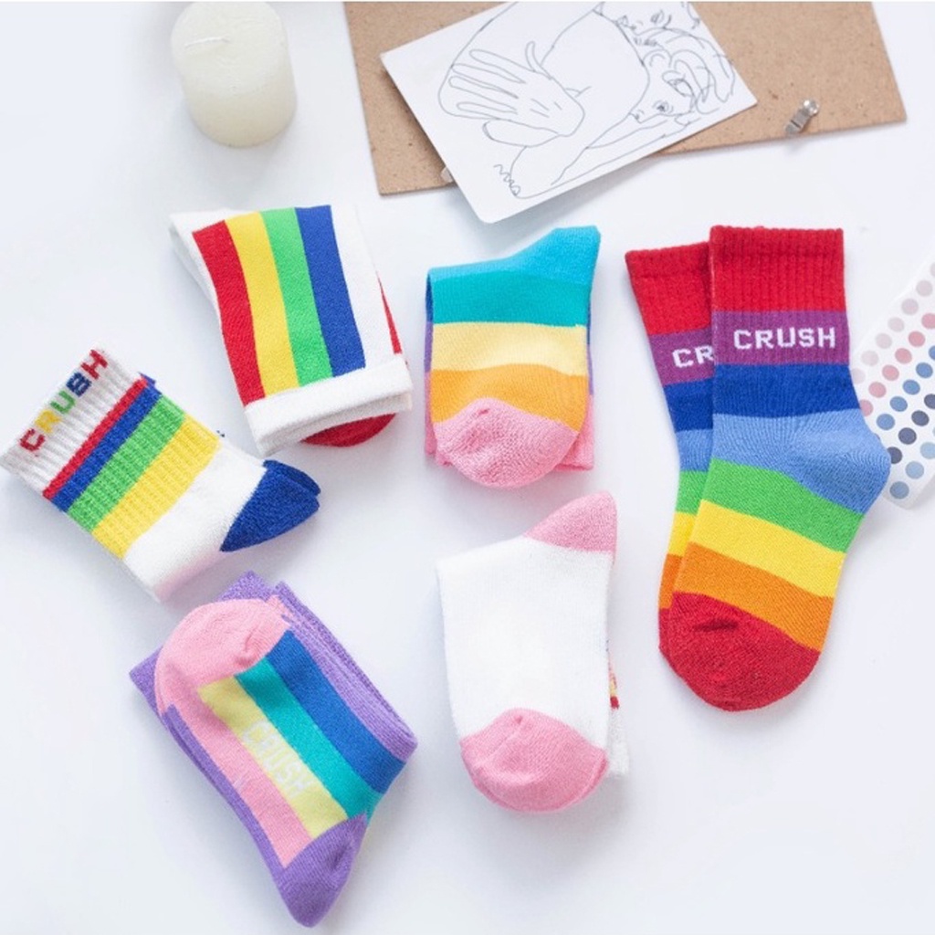 INFY - Kaos Kaki Anak Motif Rainbow Crush Kaus Kaki Bayi Lucu KK067