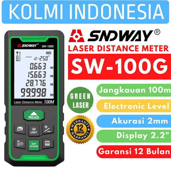 SNDWAY Meteran Laser Digital Green Laser 100 Meter SW-100G Laser Hijau