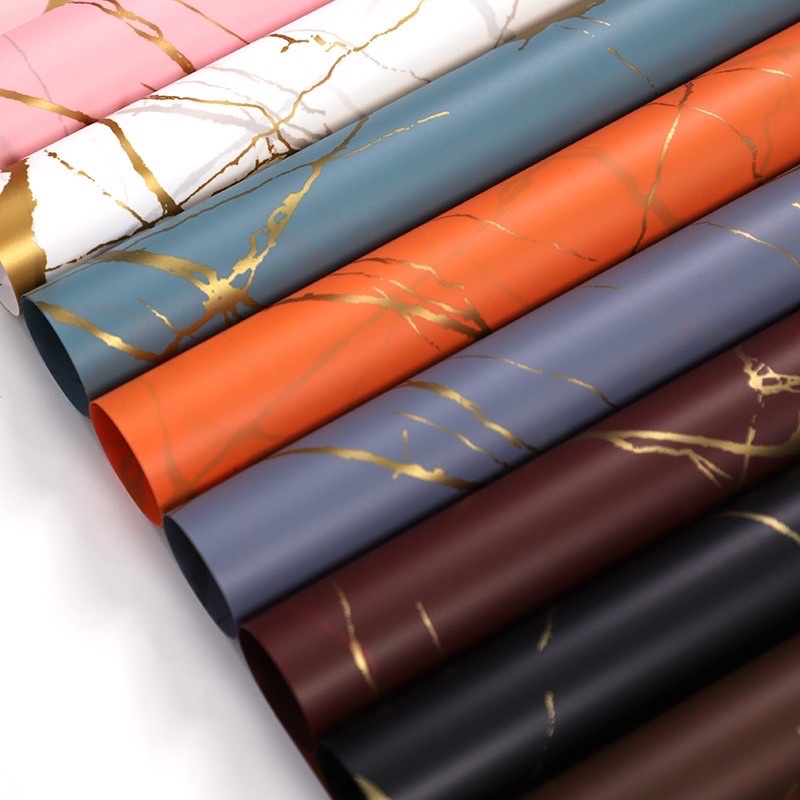 

[5lembar] KERTAS FLOWER WRAPPING CELLOPHANE ECER KERTAS BUKET BUNGA HAND BOUQUET Golden Marbel