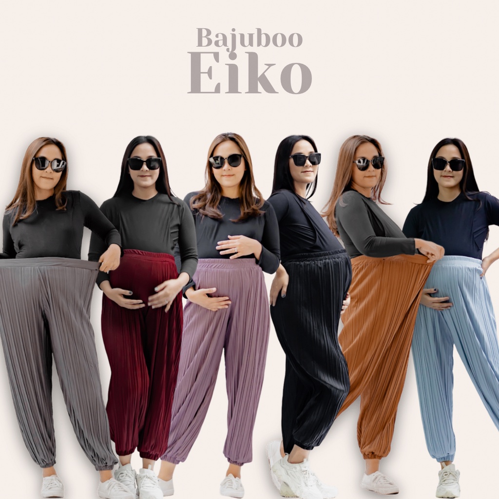 Bajuboo Eiko - Celana Jogger JUMBO Bumil Friendly Plisket Lidi Premium Elastis