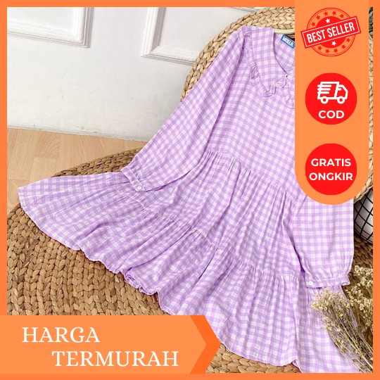 Yasfashion - Long Tunik Crinkle Airflow Atasan Wanita Tunik Baju Muslim Wanita Lebaran 2023 Tunik Wa