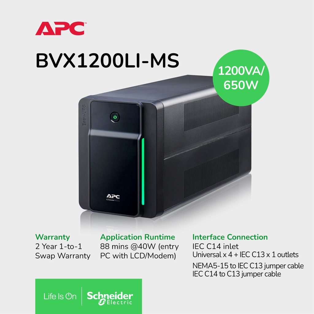 UPS APC Easy UPS BVX 1200VA 650W BVX1200LI-MS