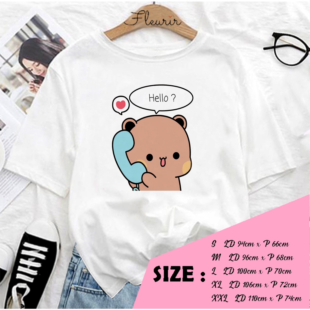 FLEURIR - COD KAOS WANITA PEACH HELLO PRIA REMAJA DEWASA UNISEX TSHIRT JUMBO