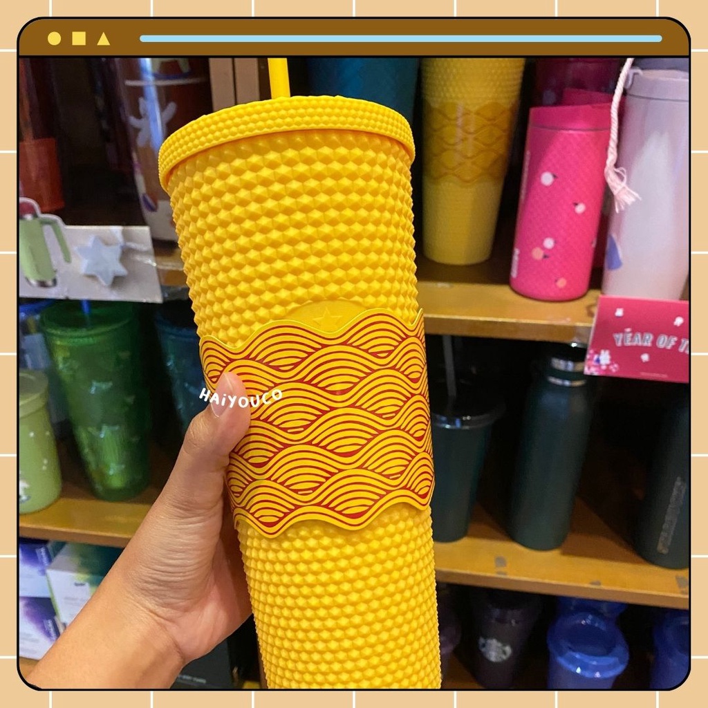 Tumbler Starbucks Winter Chinese New Year 2023 Studded Bling Cup / Tumbler Studded Bling Cup Yellow 