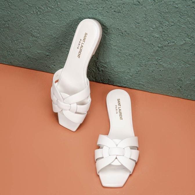 Ysl saint laurent sandal nu pieds White calf