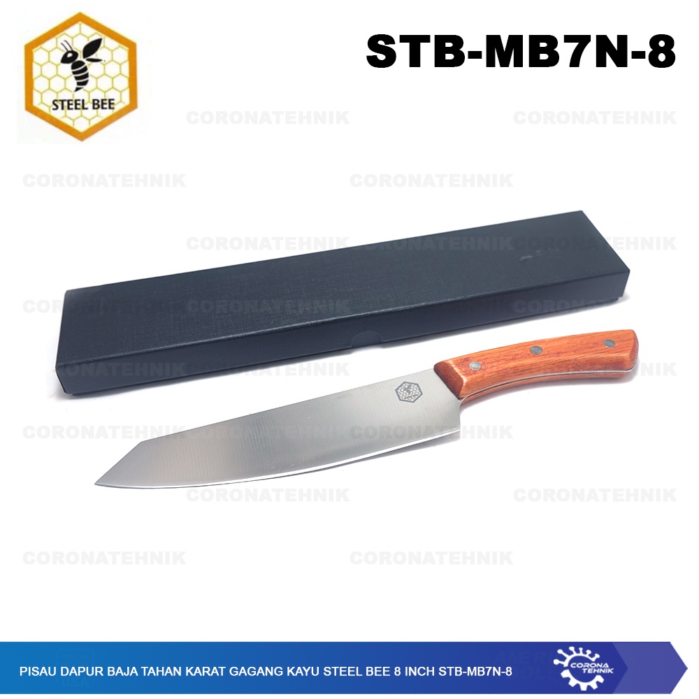 STB-MB7N-8 Pisau Dapur Baja Tahan Karat Gagang Kayu Steel Bee 8 Inch