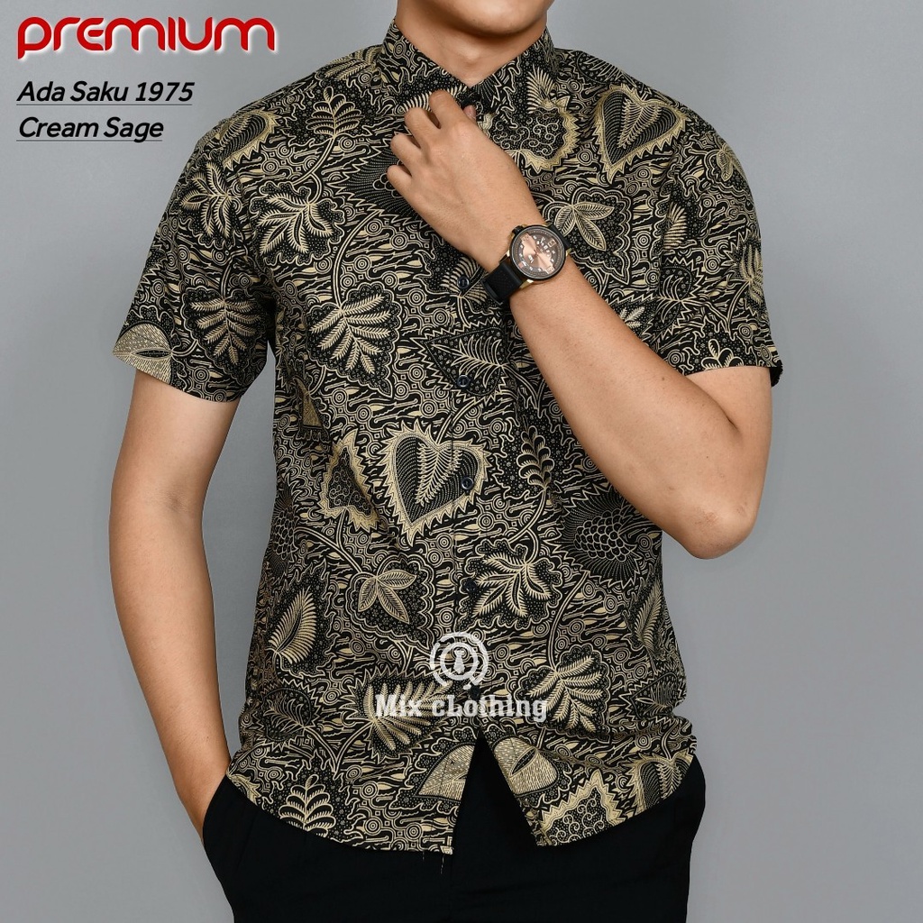 Baju Batik Pria Slimfit Kemeja Lengan Pendek Slim Premium Kode 1975