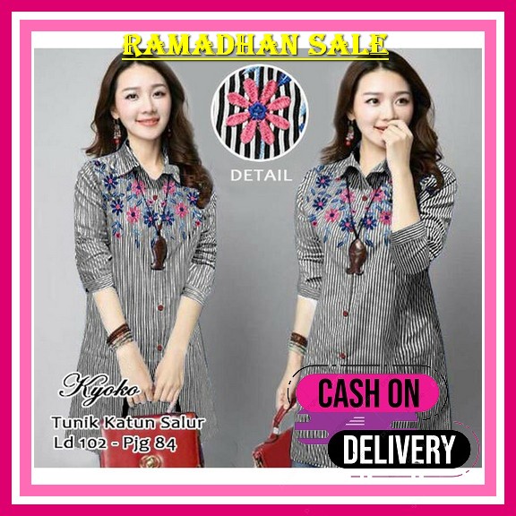 Tunik Long Rayon - [Azkadinastore_] Busui Friendly - Baju Atasan Remaja Terbaru 2022 - Blouse Korean
