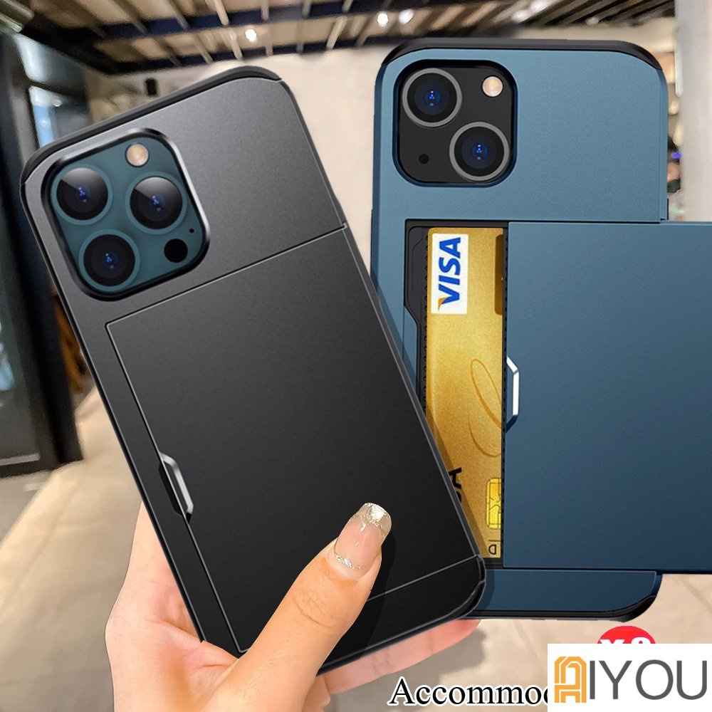 Untuk iPhone 14pro Max 13pro Max 12pro Max 11pro Max Xs Max Xr X Casing Armor Keras Tahan Guncangan Mewah Dengan Slot Kartu