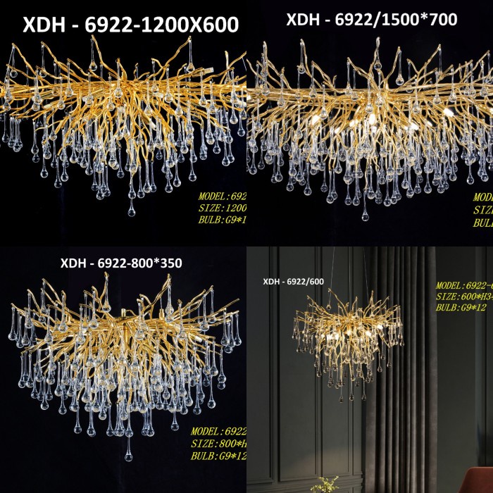 Lampu hias gantung kristal model akar XD6992