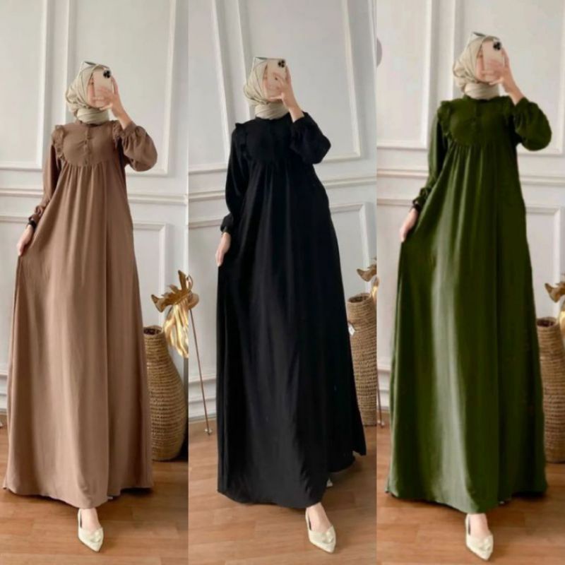 Gamis Wanita Remaja Terbaru _/ FANIA GAMIS CRINKLE-dress/ Gamis Wanita Model Simple