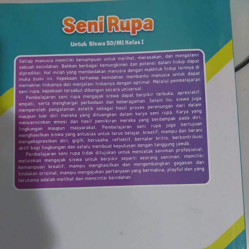 ORI buku teks seni rupa kurikulum merdeka untuk sd/mi kelas 1 penerbit arya duta