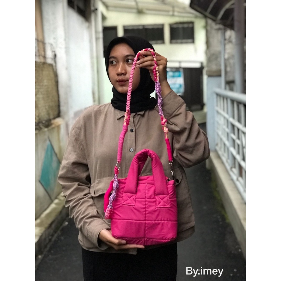 NIQABIS Tas Selempang Wanita Puffy Bag Strap Macrame dan Mutiara Slingbag Cewek Murah