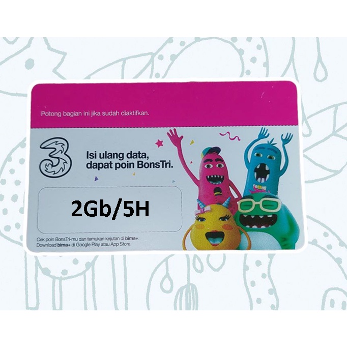 Vocer fisik Kuota Tri 2gb /5 hari(Vocer Happy 2Gb)