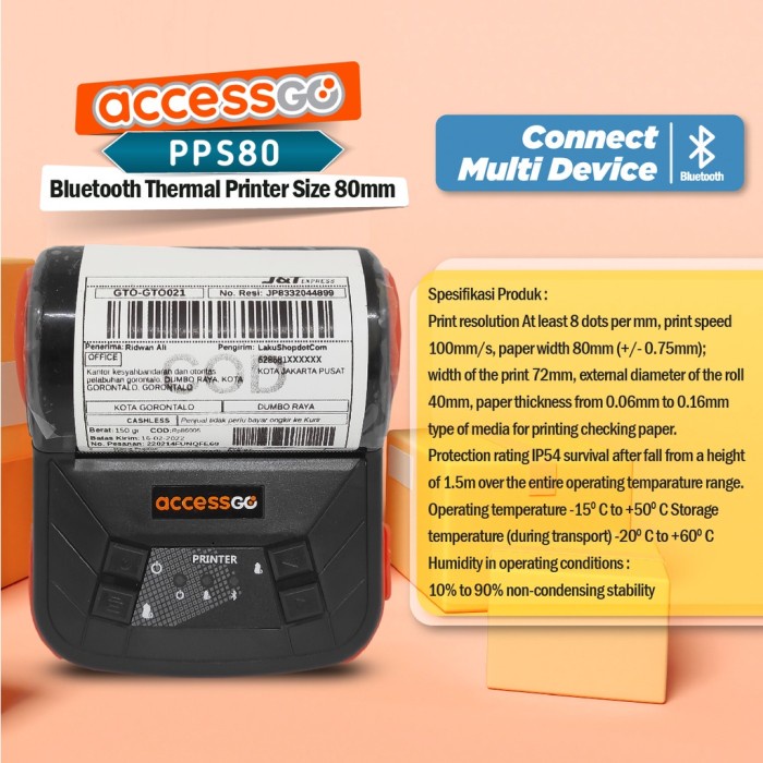 Printer Thermal Resi ACCESSGO PPS80 Printer Pocket Thermal 80MM