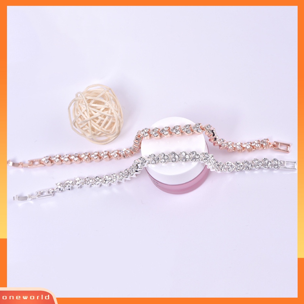 {oneworld} Gelang Tangan Wanita Hias Berlian Imitasi Berkilau Bangle Adjustable Untuk Ulang Tahun Pesta