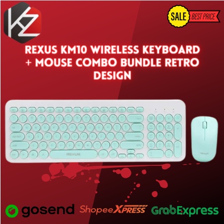 Rexus KM10 Wireless Keyboard + Mouse Combo Bundle Retro Design