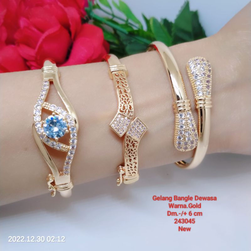 Gelang Tangan Bangle Wanita Titanium Xuping Perhiasan Aksesoris Fashion Lapis Emas Anti Karat