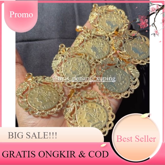 Liontin koin super/ Liontin kalung replika emas asli