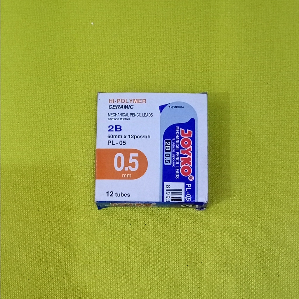 

Isi pensil mekanik Joyko 2B 0,5. 1 dus isi 12 tube