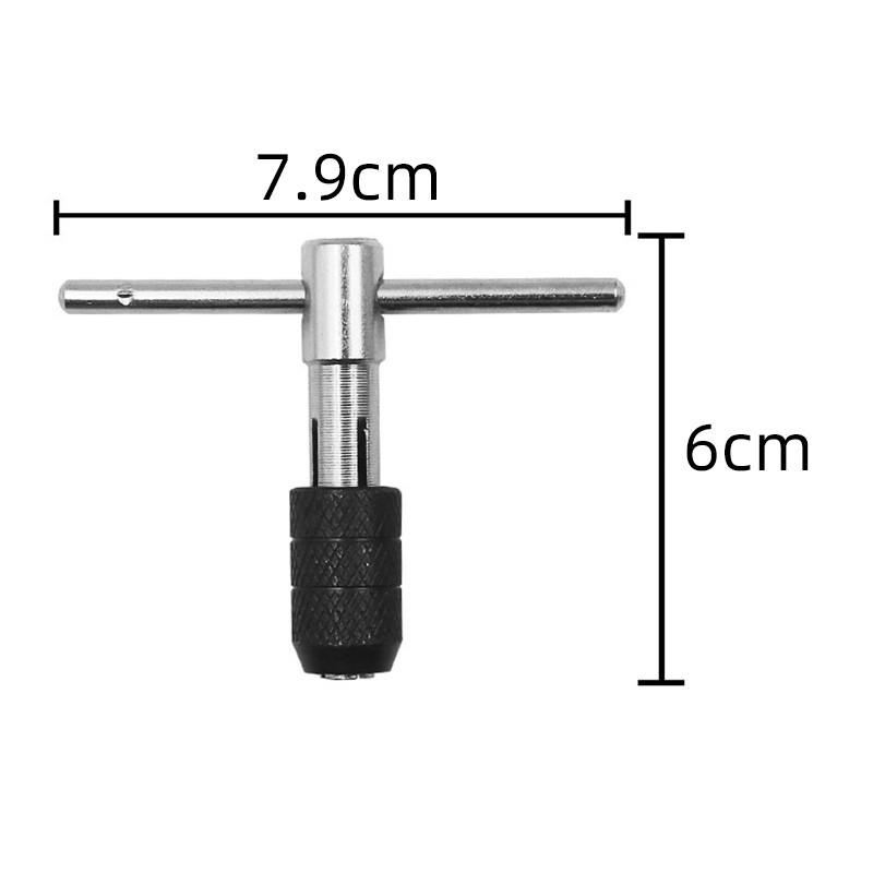 Alat Pembuat Drat Hand Tap Thread Metric Plug Tap M3-M8 T Type Tapping Drill Adjustable + 5 Screw Taps