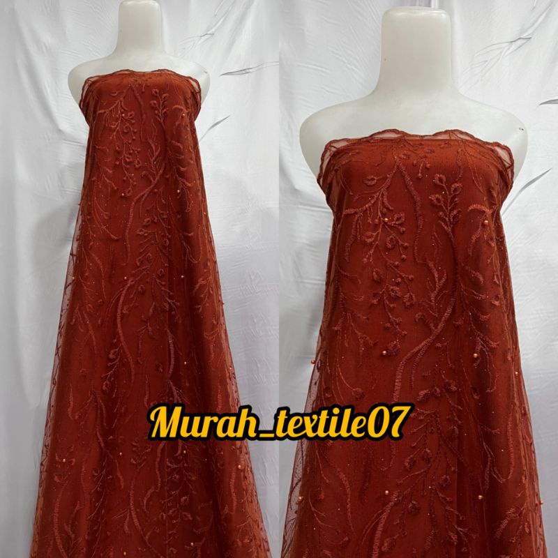 Kain Bahan Tille Akar Mutiara/ Bahan Kebaya Brokat Tulle