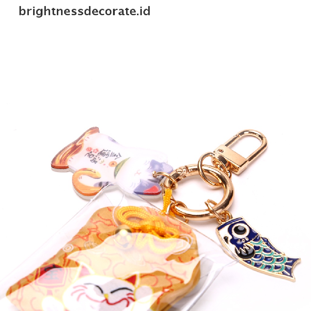 [Birth] 1x Omamori Maneki Neko Penghilang Misfortune Lucky Key Holder Gantungan Kunci Hadiah [ID]