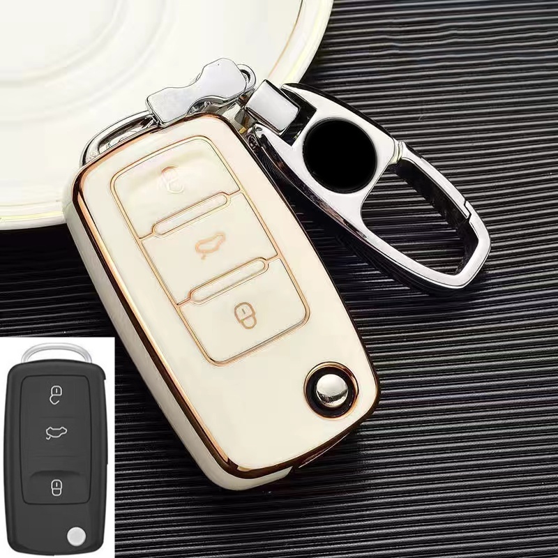 Volkswagen Case Kunci Mobil Jok Skoda Key Cover Shell Untuk Golf8 MK8 Octavia Leon MK4 Key Fob Protector Holder Keyless Accessories