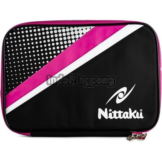 Bat Nittaku Polka Box Cover Original ~ Tas Bet Pingpong - Merah Muda