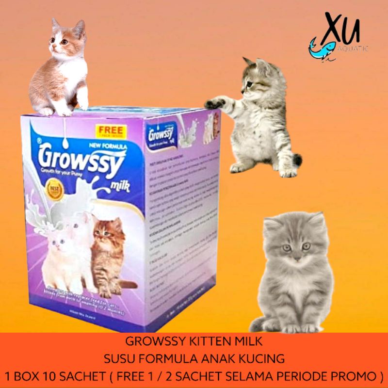 GROWSSY MILK 1 BOX ( ISI 10 SACHET ) SUSU KUCING 0-2 BULAN NRW FORMULA