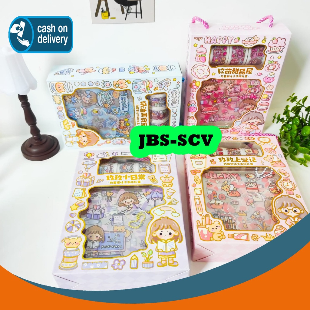 

SET Sticker Kode JBE-SCV (Goodie Bag 21027) (SZ-85)WASHI TAPE STIKER Set Daily Manual Cute Pattern Decorative CRAFT