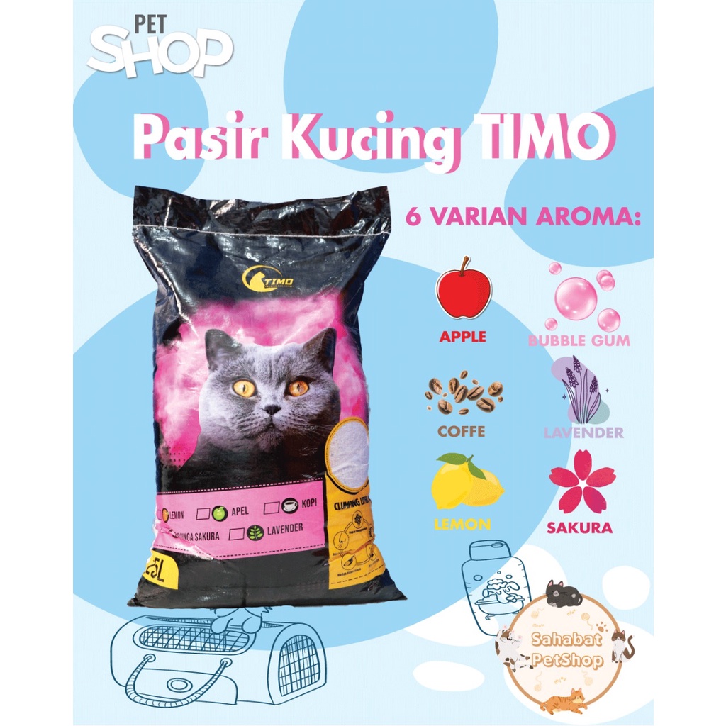 [ Garansi Produk Lokal Terbaik ] New Timo Pasir Kucing Gumpal Wangi Bentonite 25Liter / 20kg Promo Termurah Terbaik TOP 1