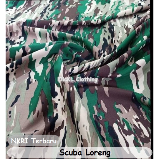 Bahan Kain Scuba Loreng Army Perbakin Mossy Oak Tentara