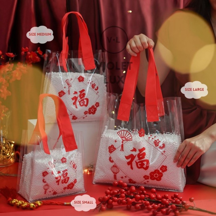 

NEW 5PCS Tas Hampers Imlek Sincia CNY Mika Transparan - Small Ready Stock