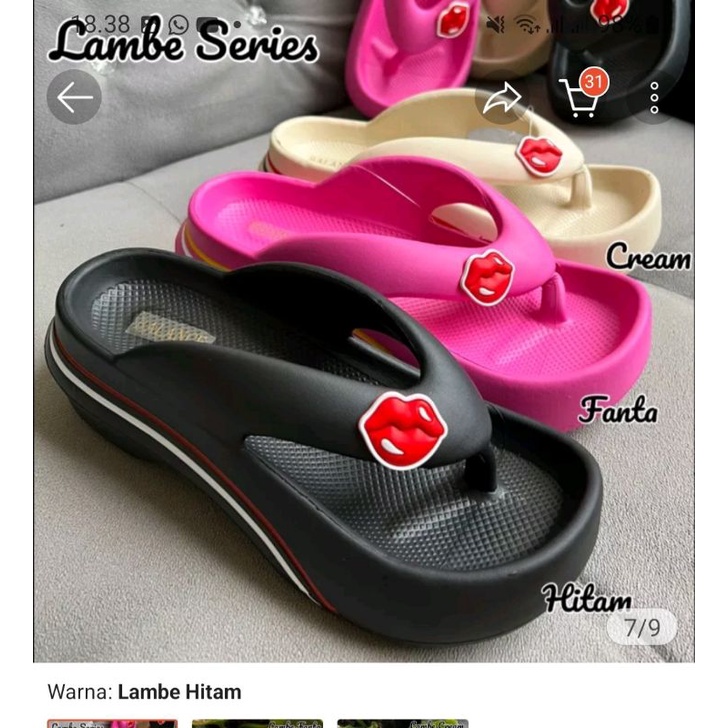 SANDAL JEPIT WEDGES IMPORT MOTIF LAMBE