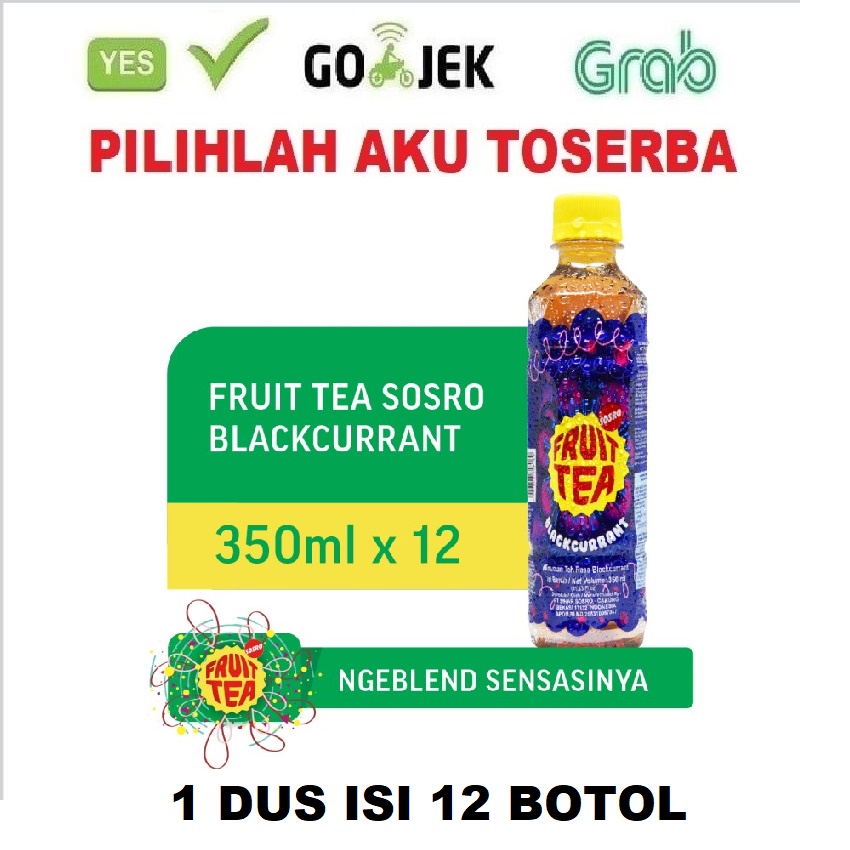 FRUIT TEA Sosro BLACKCURRANT PET 350 ml - ( HARGA 1 DUS ISI 12 botol )