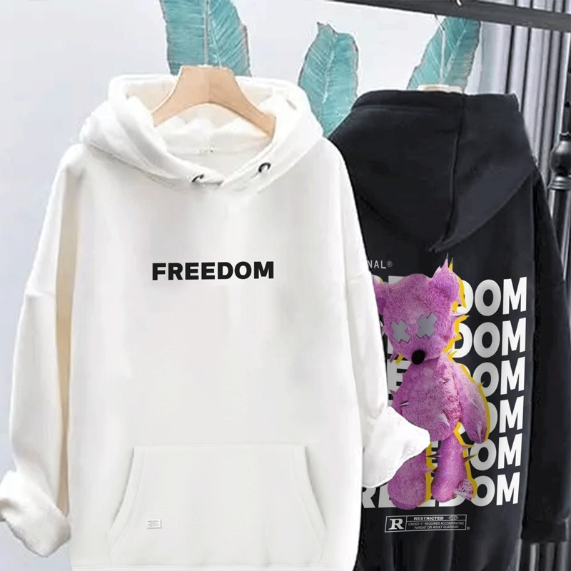 Parisdivarious Sweater Hoodie Jemper Freedom Beruang FC Bahan Fleece Size S - XXL (Pria &amp; Wanita)