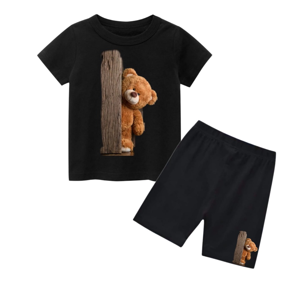 Hzl_outfit Setelan Baju Koas Anak Teddy Bear Good Morning (M.L.XL)