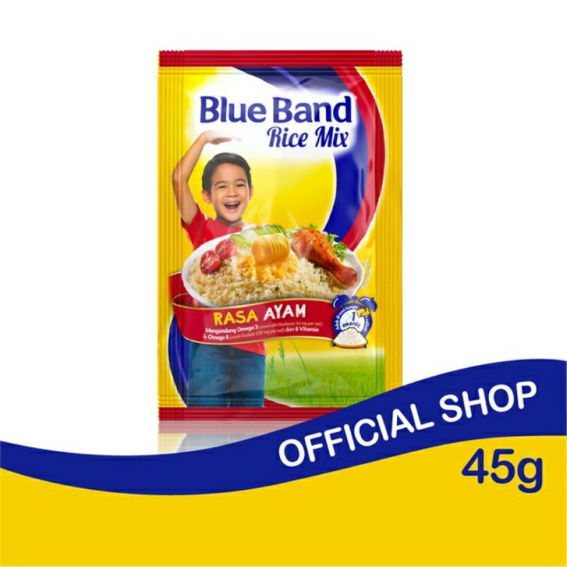 

BLUE BAND RASA AYAM BUMBU NASI BERAT 45 GRAM ISI 6