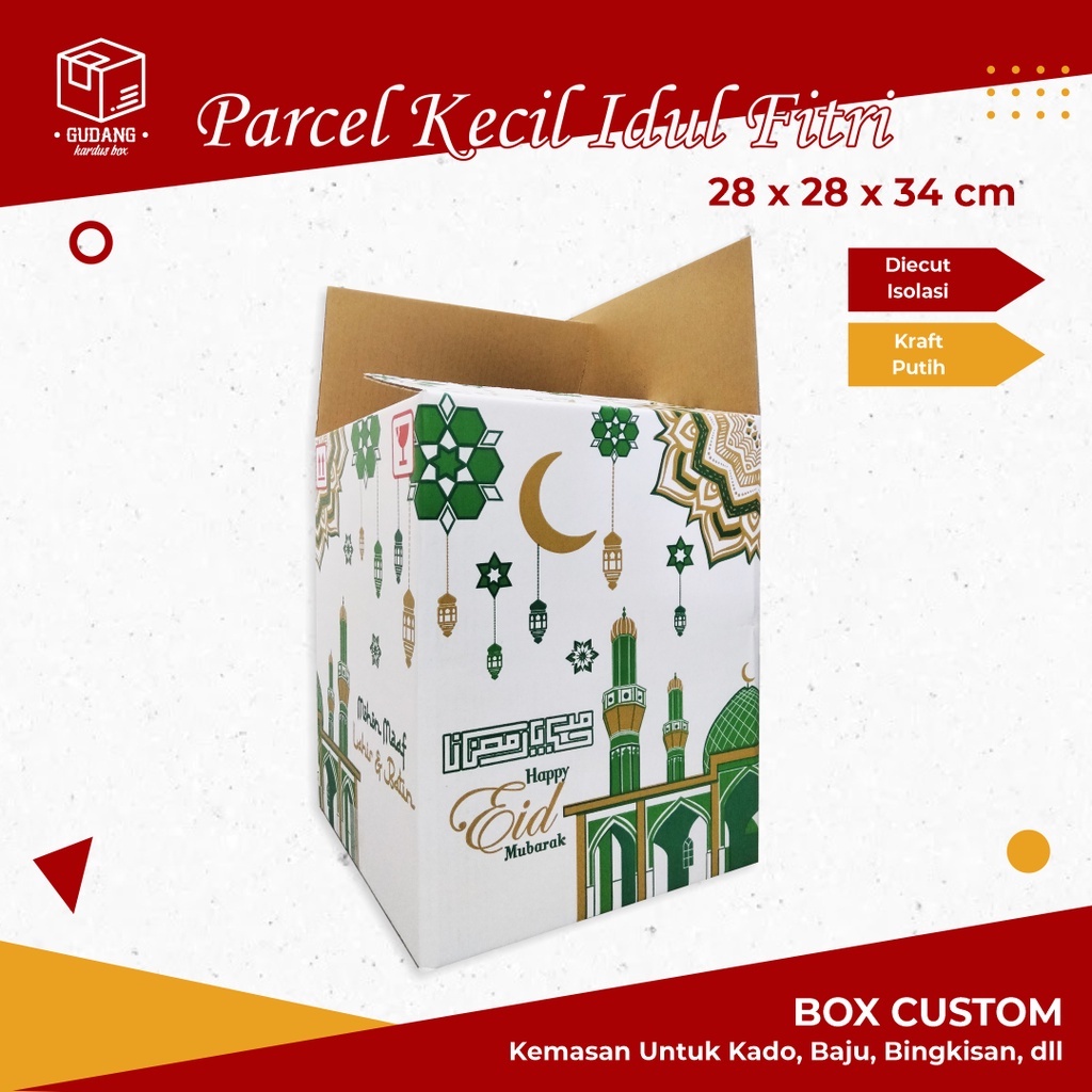 

PAKET HEMAT 5 PCS Box Parcel "HARI RAYA IDUL FITRI" ( 28 x 28 x 35 cm ) - kardus/boxidulfitri/parcel/idulfitri/polos