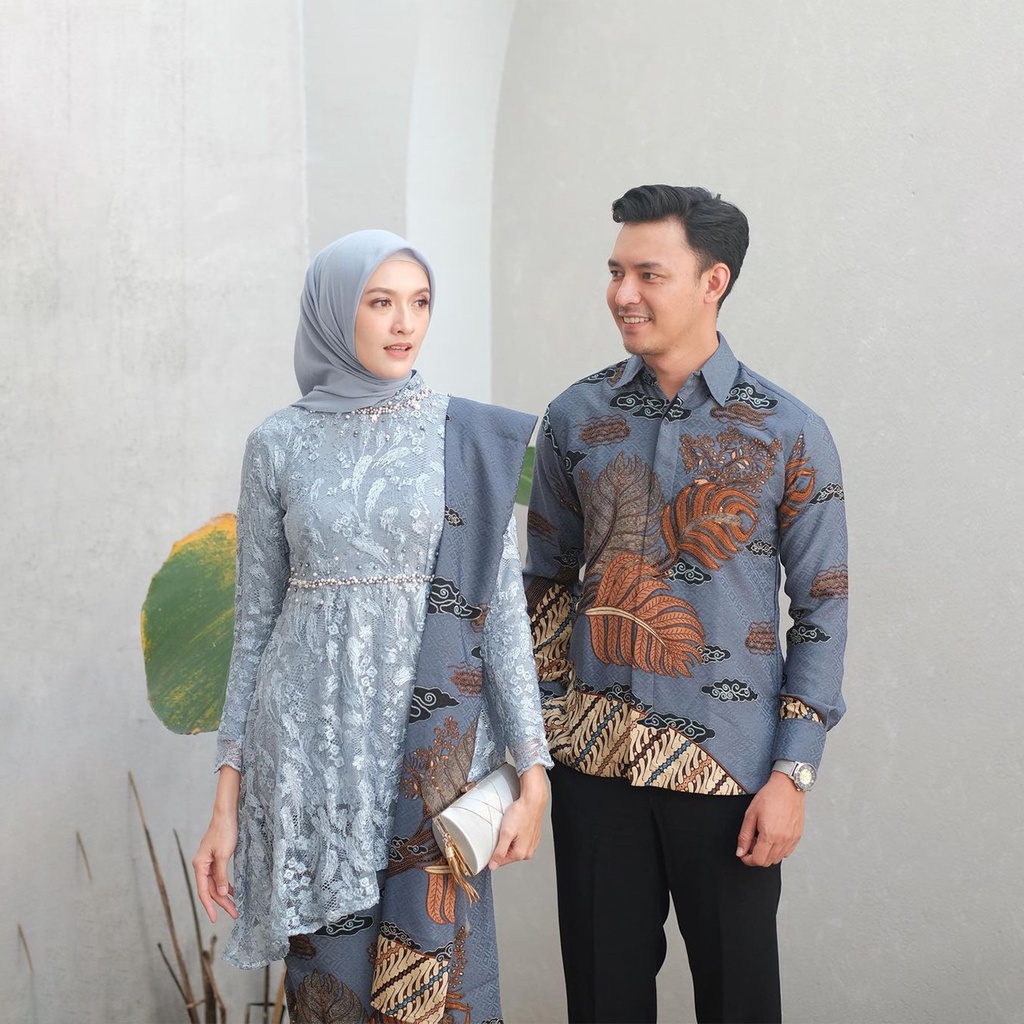 APTA BATIK NEW ARRIVAL - Setelan Kebaya Batik Modern Lengan Panjang Batik Couple Nala Tunik Brokat Cornelli Mix Velvet Payet Mutiara Kebaya Wisuda Baju Kondangan Wanita