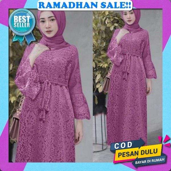 Dress Rahmania Katun Muslim Fashion Model Terbaru Putih A1P8 Hamil Putih Dewasa Terbaru 2022 Kekinia