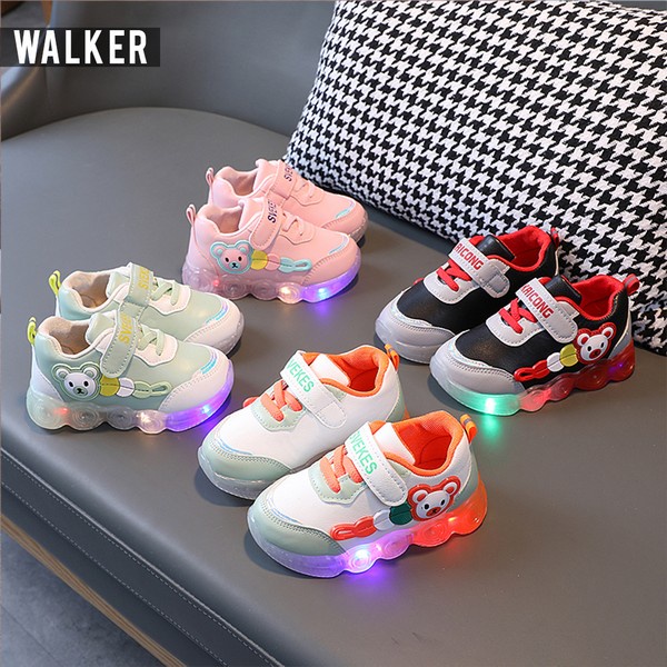 Sepatu Sneaker Anak Laki Laki Perempuan - Sepatu Anak TK PAUD Import Ada Lampu LED m291