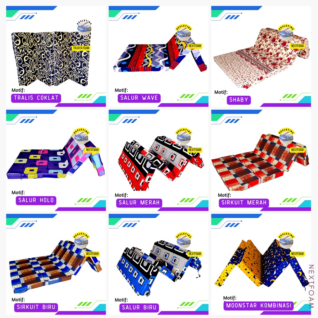 Sarung Kasur Busa Lipat Resleting Tebal 5,10, 15, 20 cm ukuran 200x200 200x180 200x160 200x145 200x120 200x100 200x90 200x80/ Cover Kasur Busa Inoac / Sprei Resleting