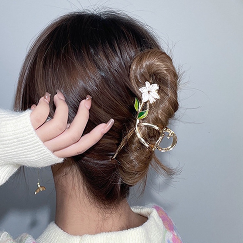 Baru Wanita Logam Rambut Cakar Elegan Emas Bunga Rambut Klip Jepit Kepiting Ikat Kepala Ponytail Klip Hiasan Kepala Aksesoris Rambut