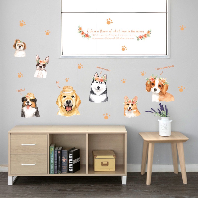 ❤ IJN ❤  WALLSTICKER WALL STIKER SETIKER STICKER DINDING HEWAN ANJING DOG DEKORASI TEMBOK RUANG TAMU KELUARGA KAMAR TIDUR ANAK ANAK COWOK CEWEK HIASAN DEKOR DECOR TEMPELAN WALPAPER WALLPAPER PAPER ANIMAL GAMBAR MOTIF BINATANG ANJING DOGS LUCU