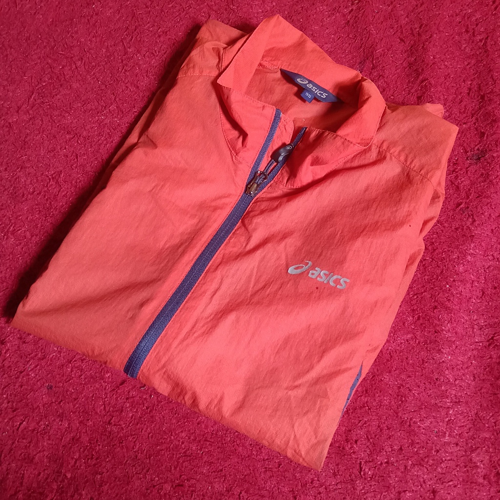 Jacket Running Asics satu layer Bekas / Preloved / Second Size L