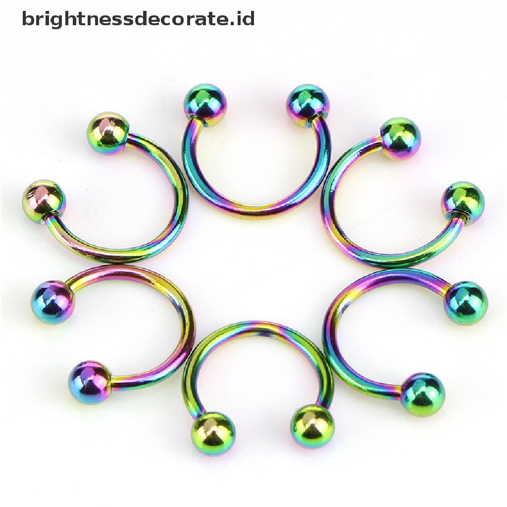 [Birth] 10pcs Stainless Steel Tapal Kuda Bar Bibir Hidung Septum Telinga Cincin Stud Set [ID]