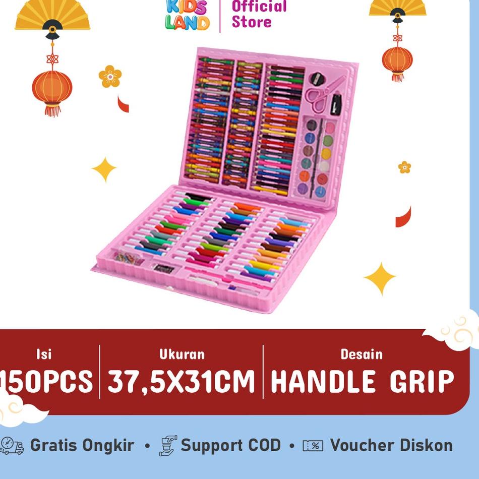 

12.12 Brands Festival Krayon Anak Set Koper 150 in 1 Crayon Full Alat Melukis Mewarnai Set KIDS LAND 