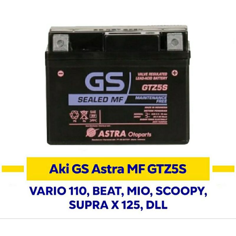Aki Motor aki kering GS ASTRA GTZ5S Original  MOTOR HONDA BEAT, POP, STREET, BLADE